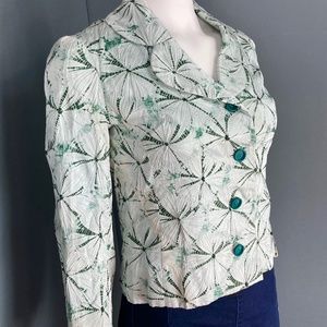 Vintage Silk Tie-Dye Cropped Blazer